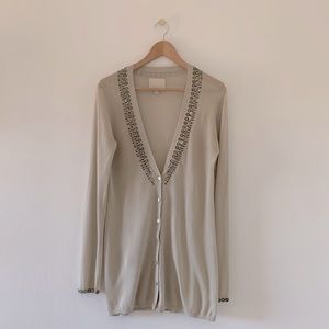 Banana Republic Heritage Embellished Long V-Neck Cardigan